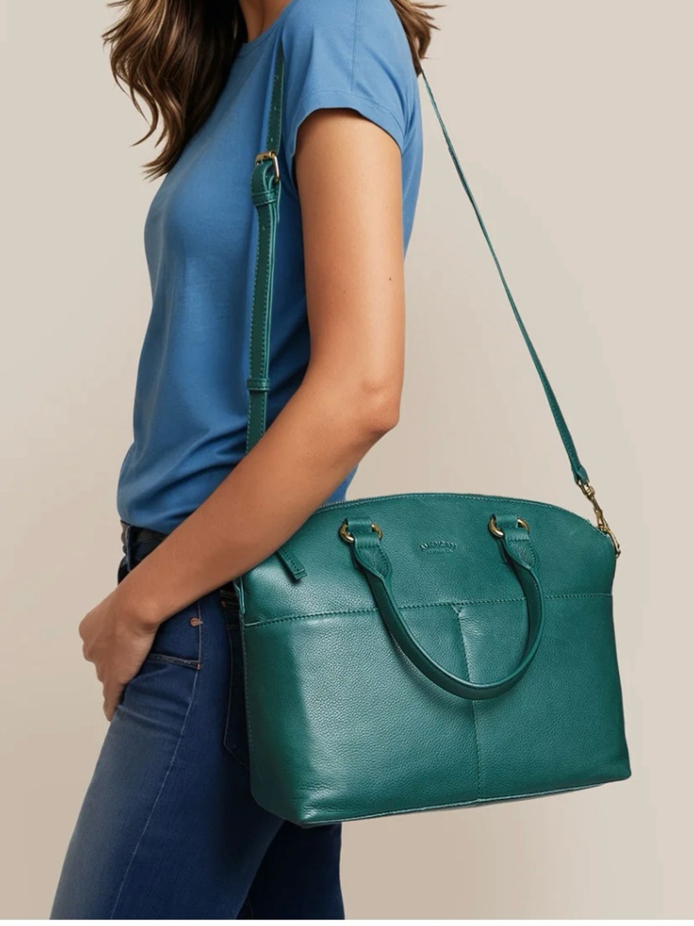 New American Leather Co. Carrie Dome Satchel/crossbody dark teal - Picture 2 of 16